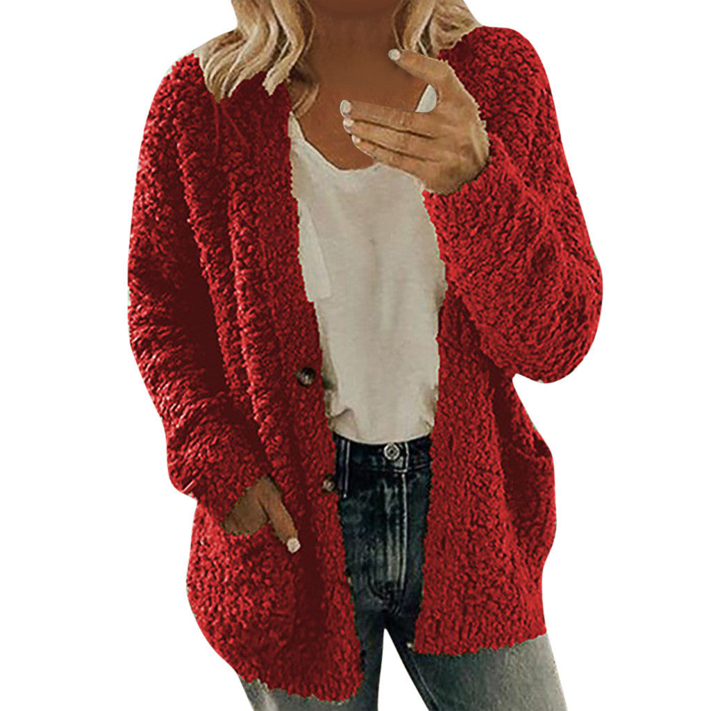 Karolina - Plüsch-strickcardigan