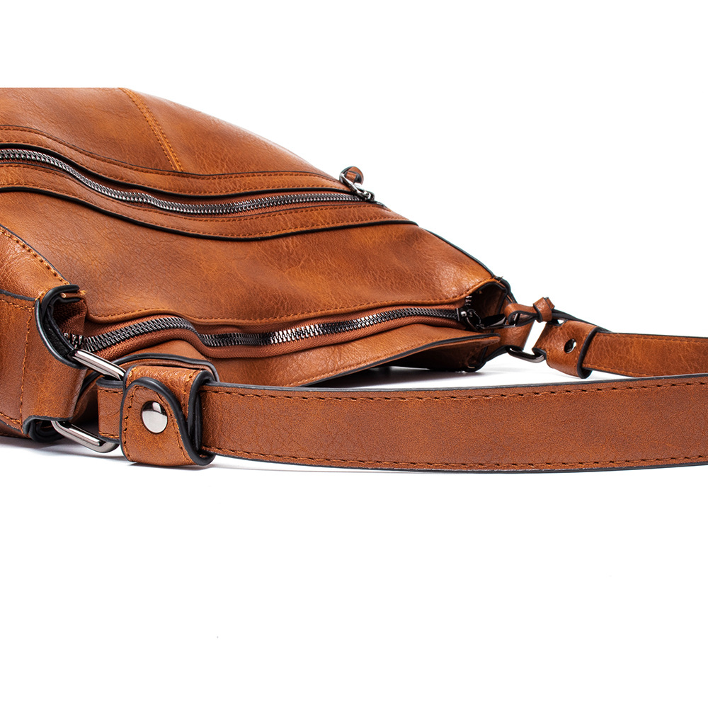 Schultertasche mit Reißverschluss ⎜ Modische Umhängetasche für Damen mit Kleiner Extra-Tasche und Riemen