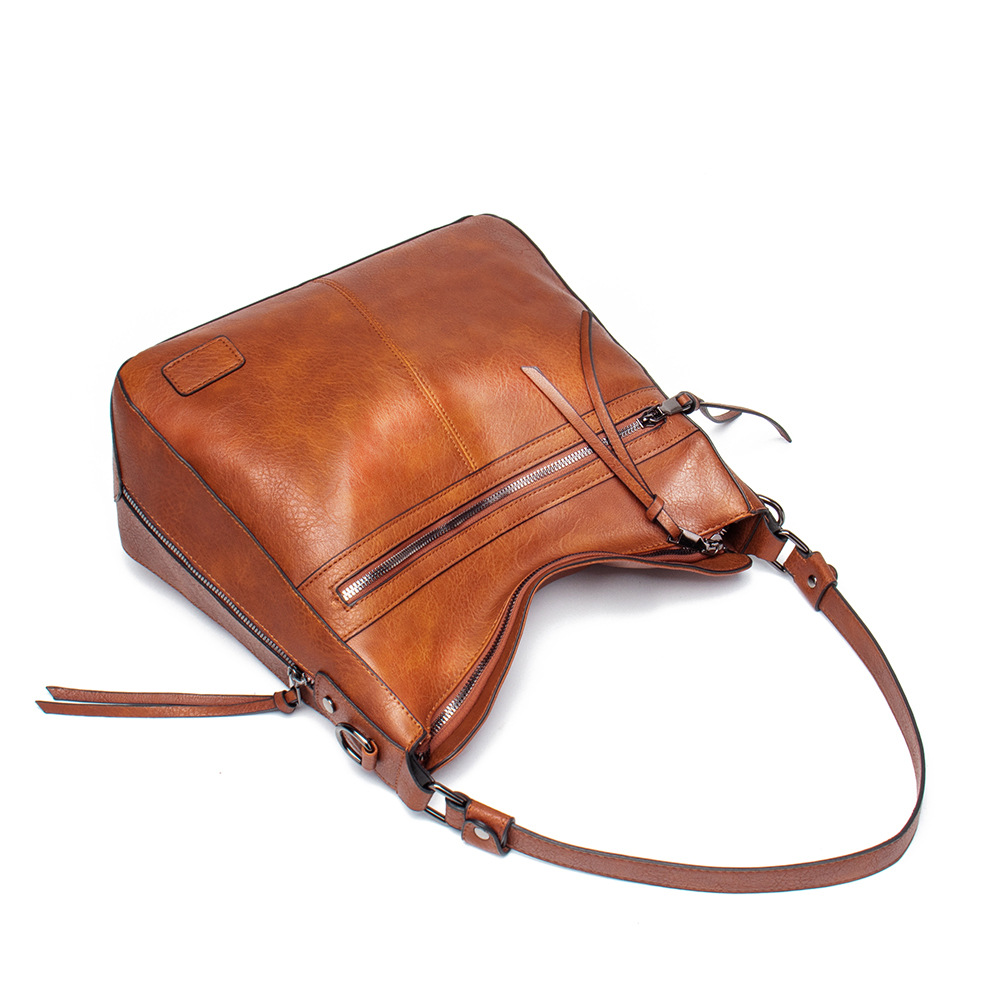 Schultertasche mit Reißverschluss ⎜ Modische Umhängetasche für Damen mit Kleiner Extra-Tasche und Riemen