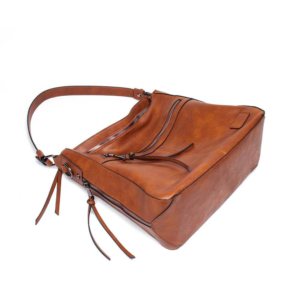 Schultertasche mit Reißverschluss ⎜ Modische Umhängetasche für Damen mit Kleiner Extra-Tasche und Riemen