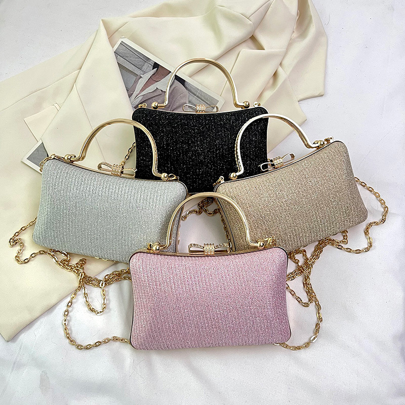 Abendtasche für Damen ⎜ Elegante Clutch mit Glitzer-Design und Kettenträger für festliche Anlässe