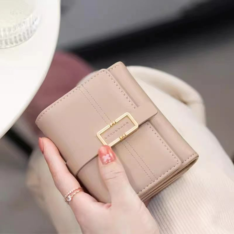 Damen Faltbare Geldbörse mit Riegelverschluss ⎜ Kompakte Brieftasche mit Münzfach und Kartenfächern für den Alltag