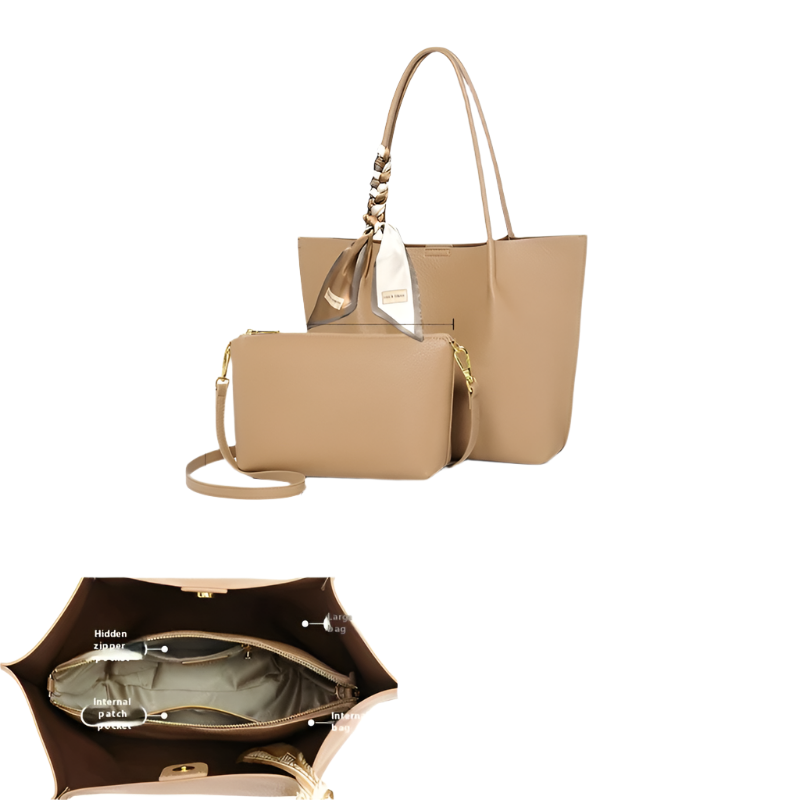 Shopper Tasche für Damen ⎜ Elegante Tragetasche mit großer Kapazität und Tuch-Detail für Büro und Freizeit