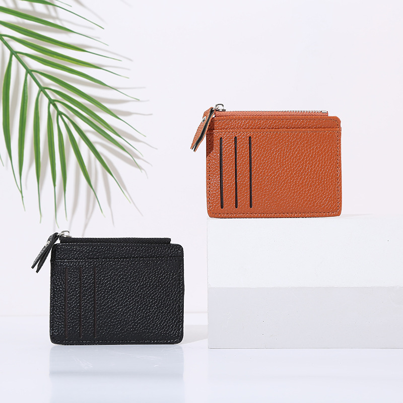 Kartenetui mit Reißverschluss für Damen ⎜ Kompakte Brieftasche mit Fächern für Karten und Münzen