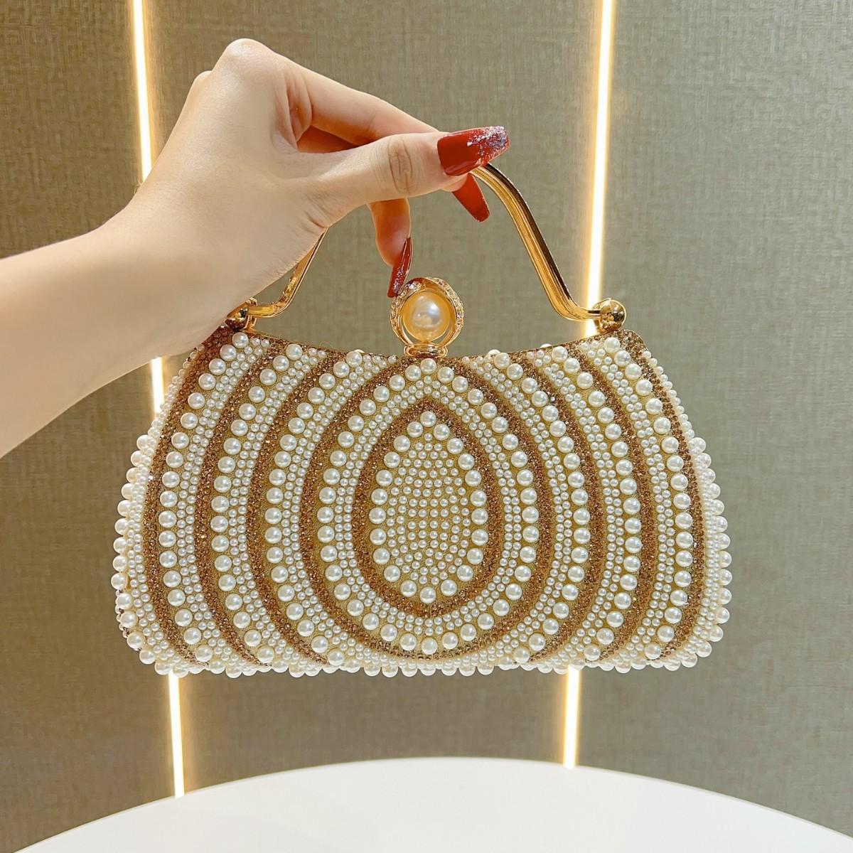 Damen Schultertasche Mit Perlen ⎜ Elegante Abendtasche Für Besondere Anlässe Und Festliche Outfits