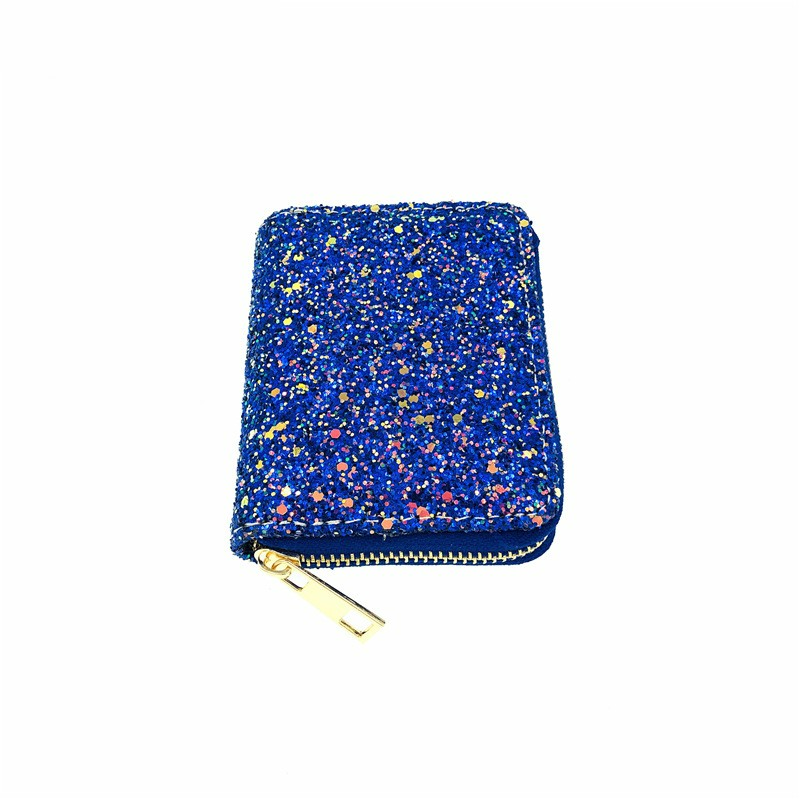 Damen Geldbörse aus Glitzer-Kunstleder ⎜ Bunte Reißverschluss-Brieftasche für Alltag und stilvolle Auftritte