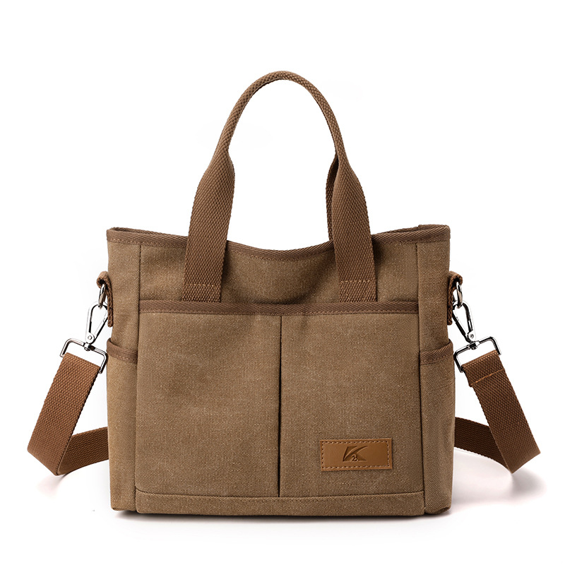 Damen Canvas Handtasche ⎜ Robuste Tragetasche mit Schulterriemen für Alltag und Freizeit