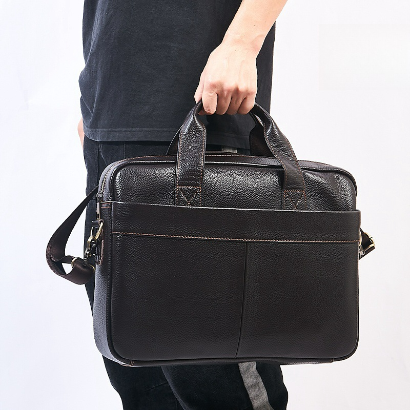 Umhängetasche für Herren ⎜ Robuste Schultertasche aus Leder mit Tragegriff und viel Platz für Büro und Alltag