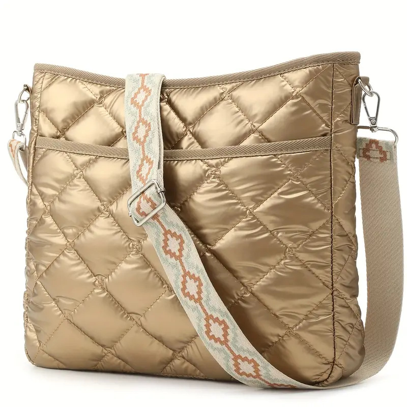 Umhängetasche für Damen ⎜ Wasserabweisende Nylon-Tasche mit Reißverschluss und verstellbarem Schultergurt