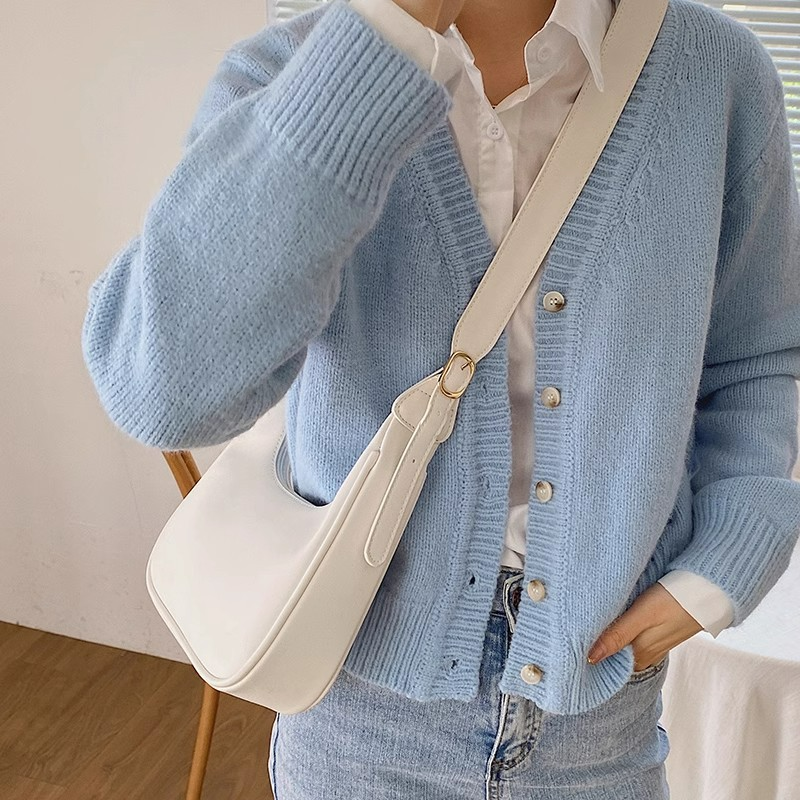 Damen Schultertasche im Retro-Stil ⎜ Schlichte Handtasche mit Viel Stauraum und Breitem Verstellbarem Riemen