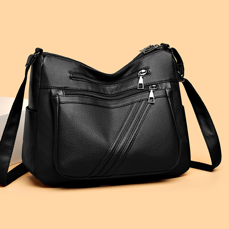 Schultertasche für Damen ⎜ Vielseitige Umhängetasche aus Kunstleder mit großem Hauptfach und Reißverschlusstaschen