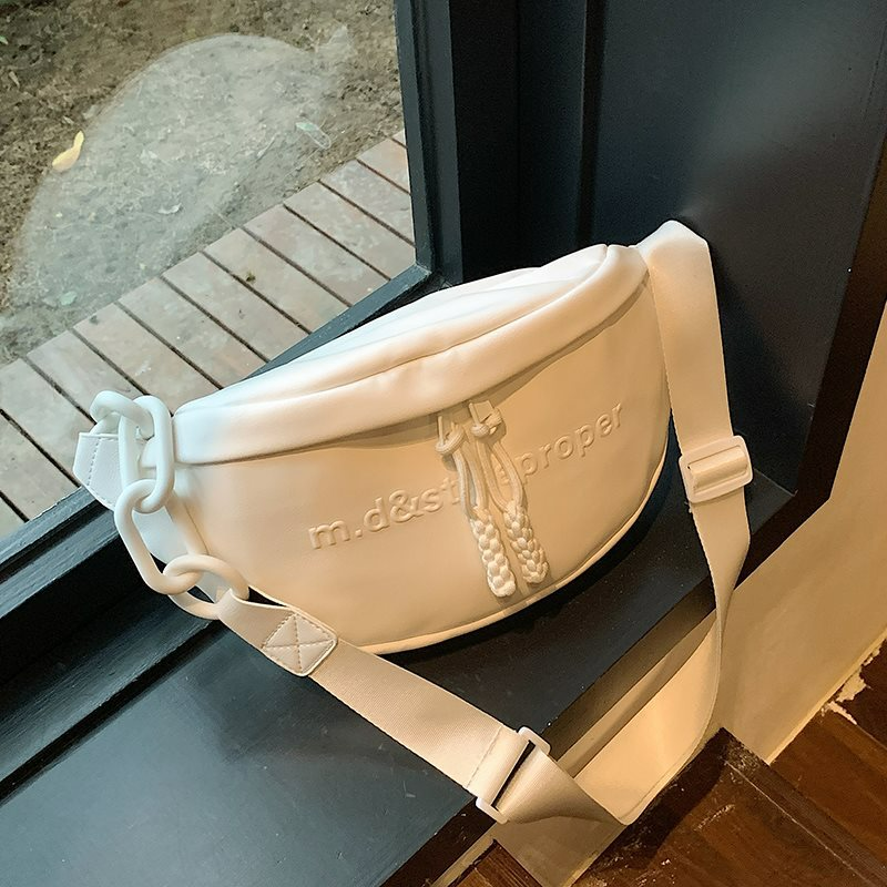 Damen Brusttasche in Weiß ⎜ Lässige Crossbody-Tasche mit Reißverschluss für Alltag und Freizeit