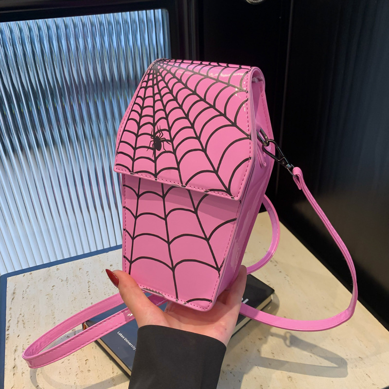 Umhängetasche für Damen ⎜ Stylische Schultertasche mit Spinnennetz-Muster für auffällige Streetwear-Looks