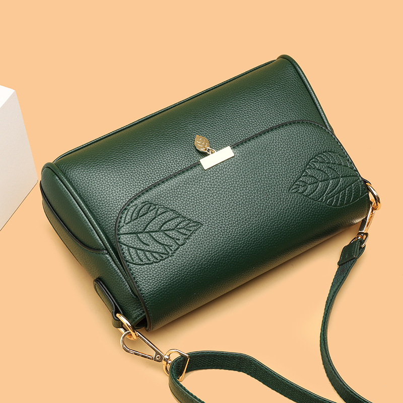 Elegante Umhängetasche für Damen ⎜ Stilvolle Tasche mit Blatt-Design und goldenen Akzenten