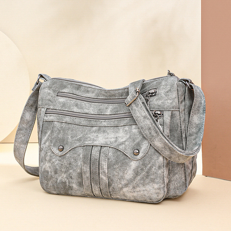 Umhängetasche für Damen ⎜ Modische Schultertasche mit Reißverschlüssen und viel Stauraum für Alltag und Freizeit