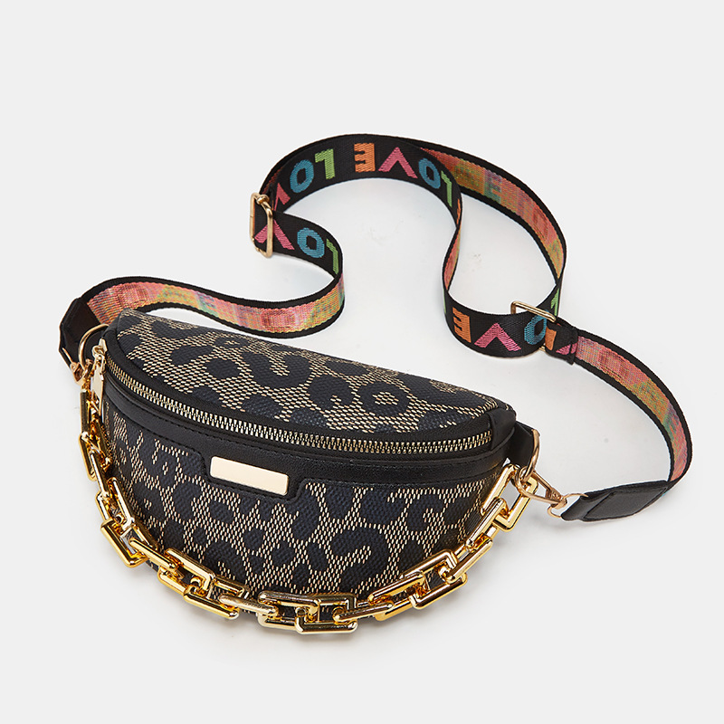 Bauchtasche für Damen ⎜ Modische Umhängetasche mit Kettenriemen und trendigem Muster für unterwegs