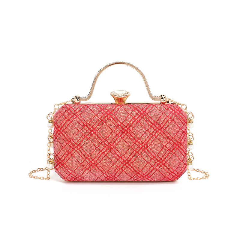 Damen Clutch Tasche ⎜ Glänzende Abendtasche mit Kette und Elegantem Griff