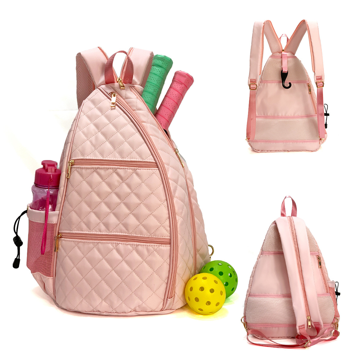 Sportlicher Rucksack für Damen ⎜ Gepolsterte Badmintontasche mit Flaschenhalter und Fächern für Outdoor-Aktivitäten