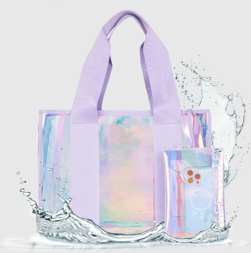Transparente Handtasche für Damen ⎜ Irisierende PVC-Tasche mit robustem Design und abnehmbarer Mini-Bag