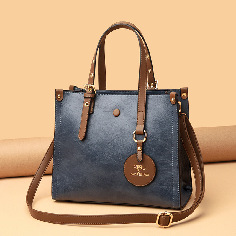 Damen Handtasche aus Kunstleder ⎜ Klassische Schultertasche im Vintage-Look mit stabilem Griff für Alltag und Büro