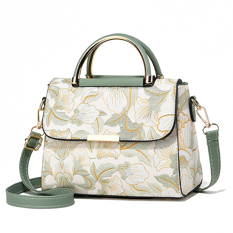 Umhängetasche für Damen ⎜ Bedruckte Schultertasche mit Blumenmuster und abnehmbarem Trageriemen