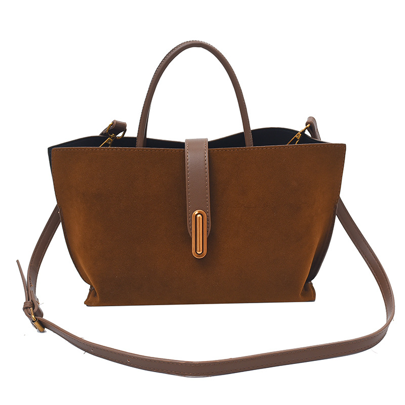 Umhängetasche aus Wildleder für Damen ⎜ Elegante Schultertasche mit Tragegriff und magnetischem Verschluss