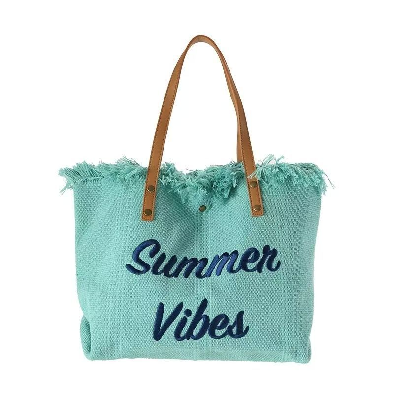 Strandtasche für Damen ⎜ Leichte Sommertasche mit Fransen und viel Stauraum