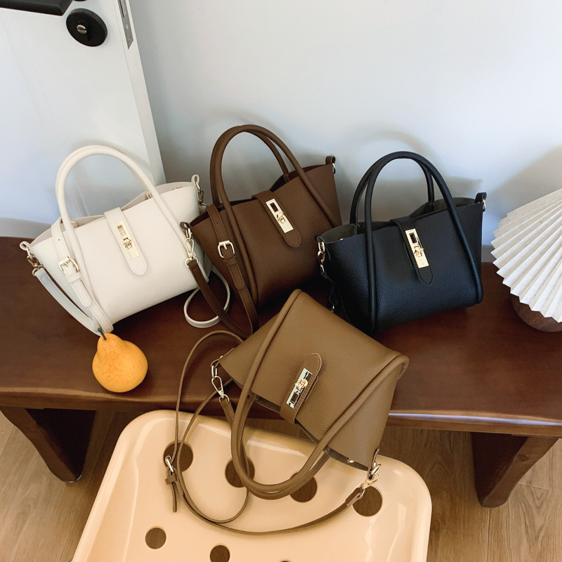 Damen Handtasche im Bucket-Stil ⎜ Vielseitige Schultertasche mit Tragegriff und Abnehmbarem Umhängegurt