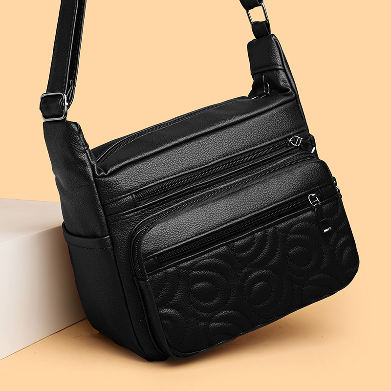 Umhängetasche für Damen ⎜ Modische Schultertasche mit Prägung und mehreren Fächern für Alltag und Freizeit