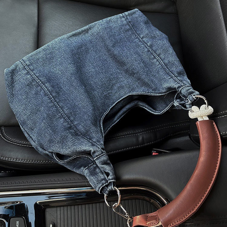Casual Schultertasche für Damen ⎜ Stilvolle Handtasche aus Denim mit elegantem Ledergriff