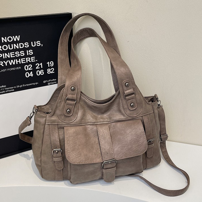 Damen Schultertasche ⎜ Geräumige Alltagstasche mit Frontfach und Doppeltem Tragegriff