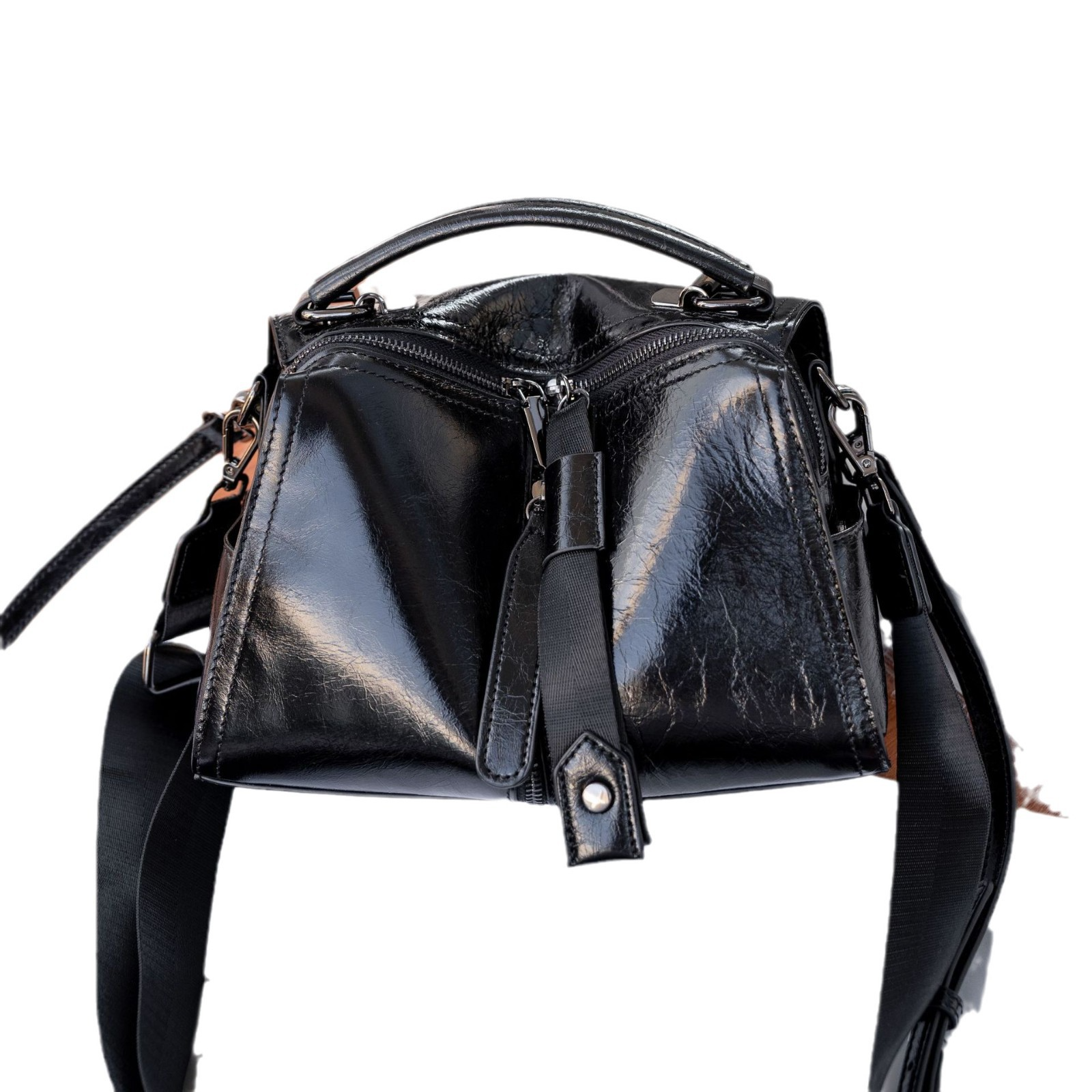 Umhängetasche für Damen ⎜ Elegante Ledertasche mit Reißverschluss und verstellbarem Schultergurt