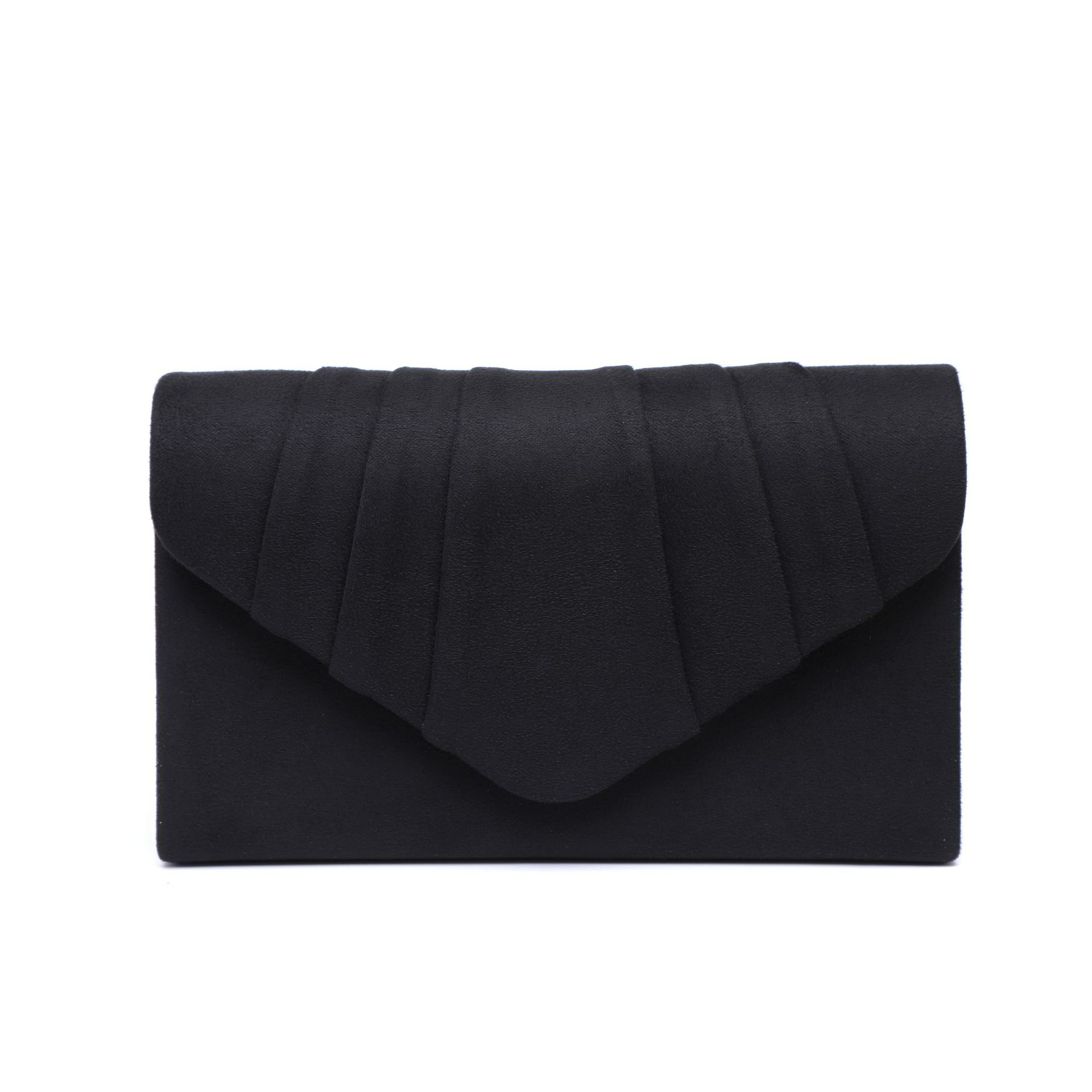 Abendtasche für Damen ⎜ Elegante Clutch aus Samt mit Faltendesign und Kettenriemen für festliche Anlässe und Partys