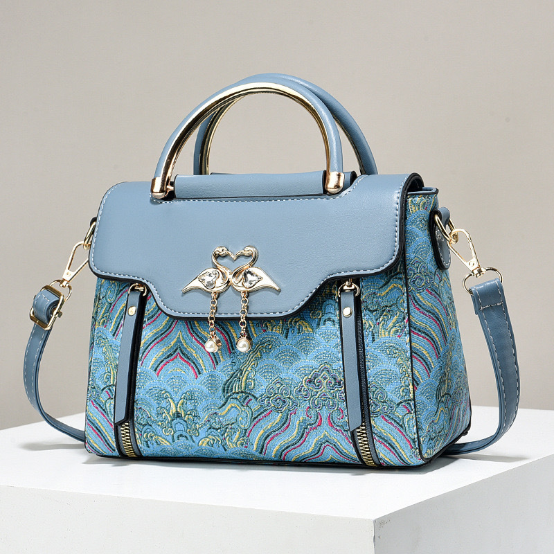 Damen Handtasche ⎜ Elegantes Design mit Stickmuster und Abnehmbarem Schulterriemen