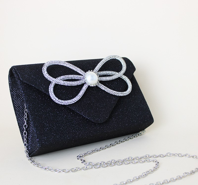 Damen Clutch Tasche ⎜ Elegante Abendtasche mit Schleife für Party und besondere Anlässe