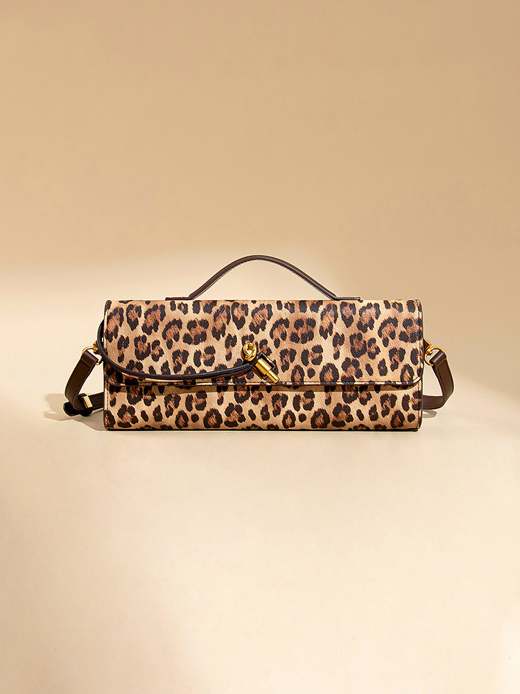 Abendtasche für Damen ⎜ Elegante Umhängetasche mit Retro-Look und stilvollem Leopardenmuster