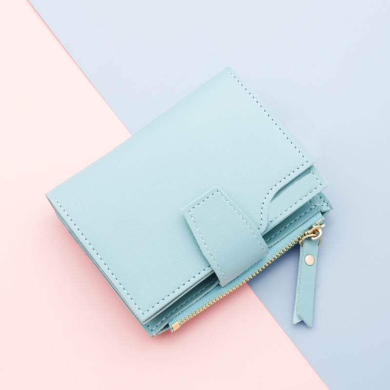 Damen Geldbörse mit Reißverschluss ⎜ Kurze Brieftasche mit mehreren Kartenfächern und schlichtem Design