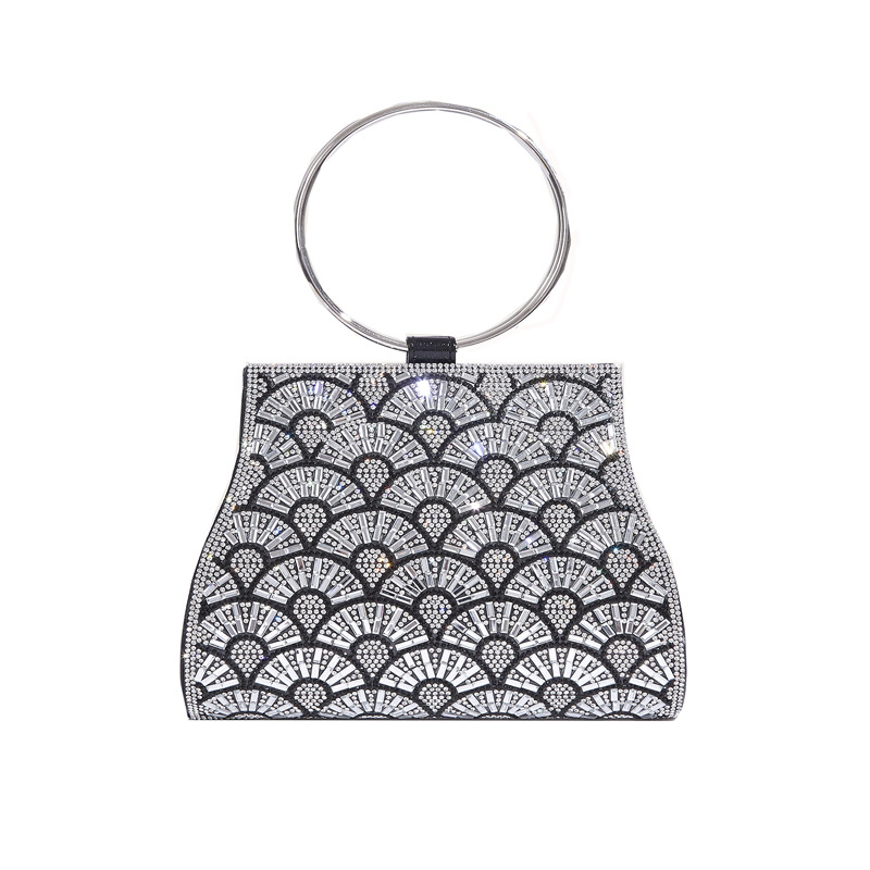 Clutch für Damen ⎜ Glitzernde Abendtasche mit Ringgriff und Strassbesatz für elegante Anlässe und Events