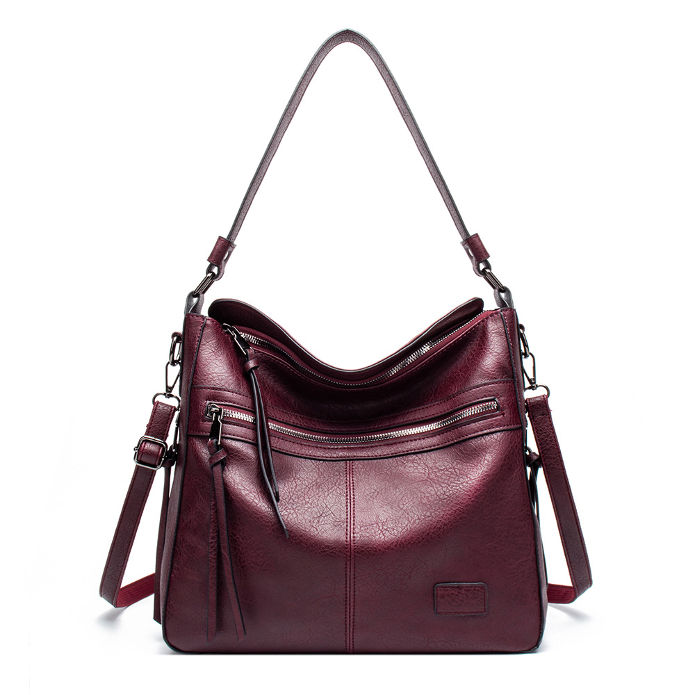 Schultertasche mit Reißverschluss ⎜ Modische Umhängetasche für Damen mit Kleiner Extra-Tasche und Riemen