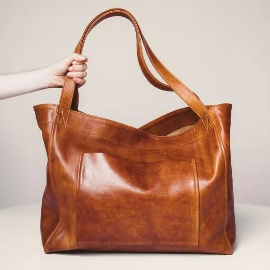 Shopper Tasche für Damen ⎜ Große Schultertasche aus weichem Leder mit Tragegriffen für Alltag und Büro