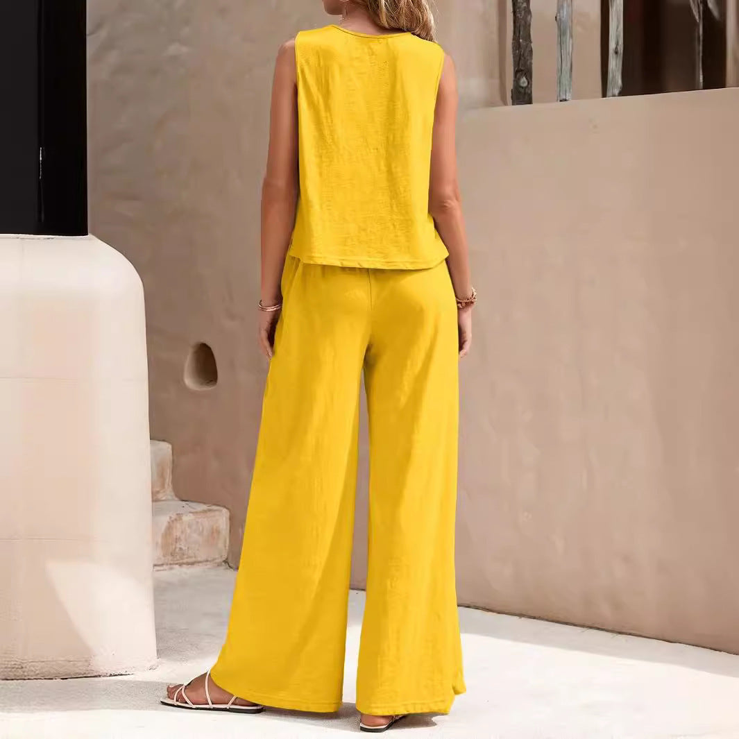 Hanna - Lässiges Set Aus Ärmellosem Tanktop Und Hose Mit Weitem Bein