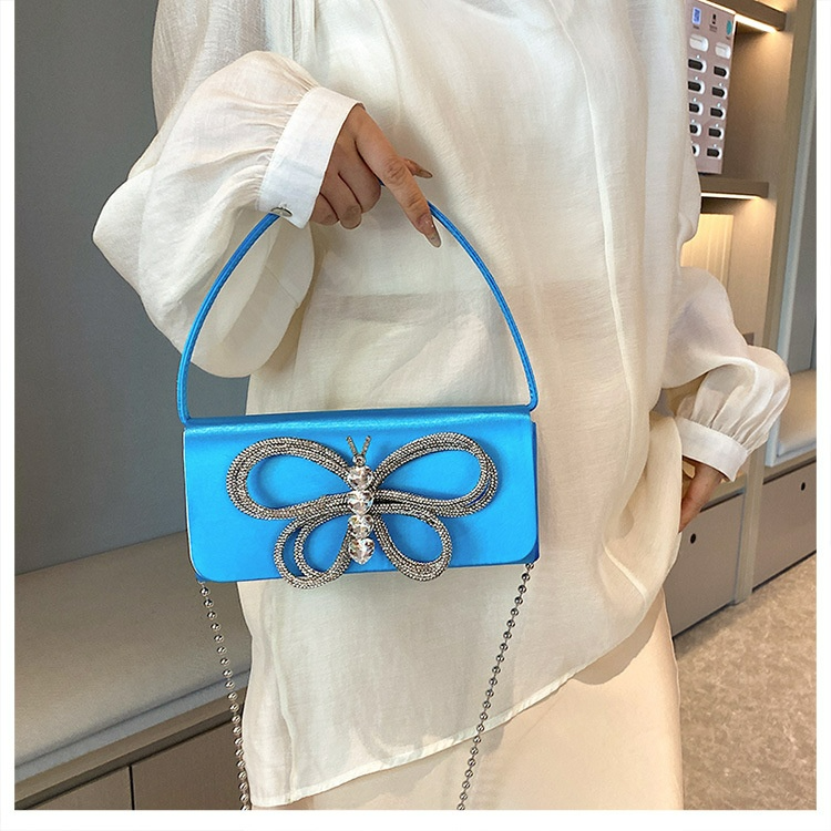 Elegante Handtasche für Damen ⎜ Stilvolles Design mit funkelndem Schmetterlings-Applikation und Schulterkette