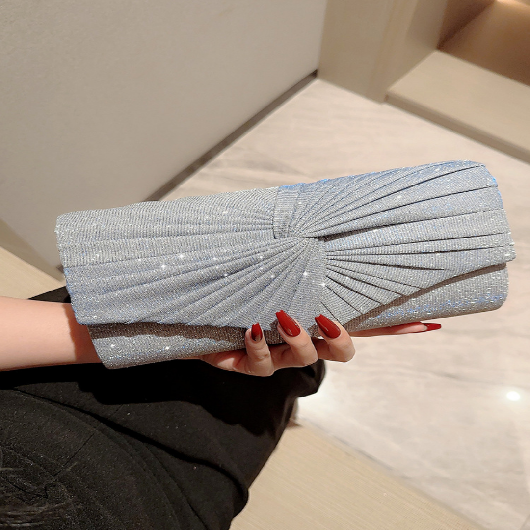 Clutch für Damen ⎜ Stilvolle Abendtasche mit Falten-Design für festliche Outfits und besondere Anlässe