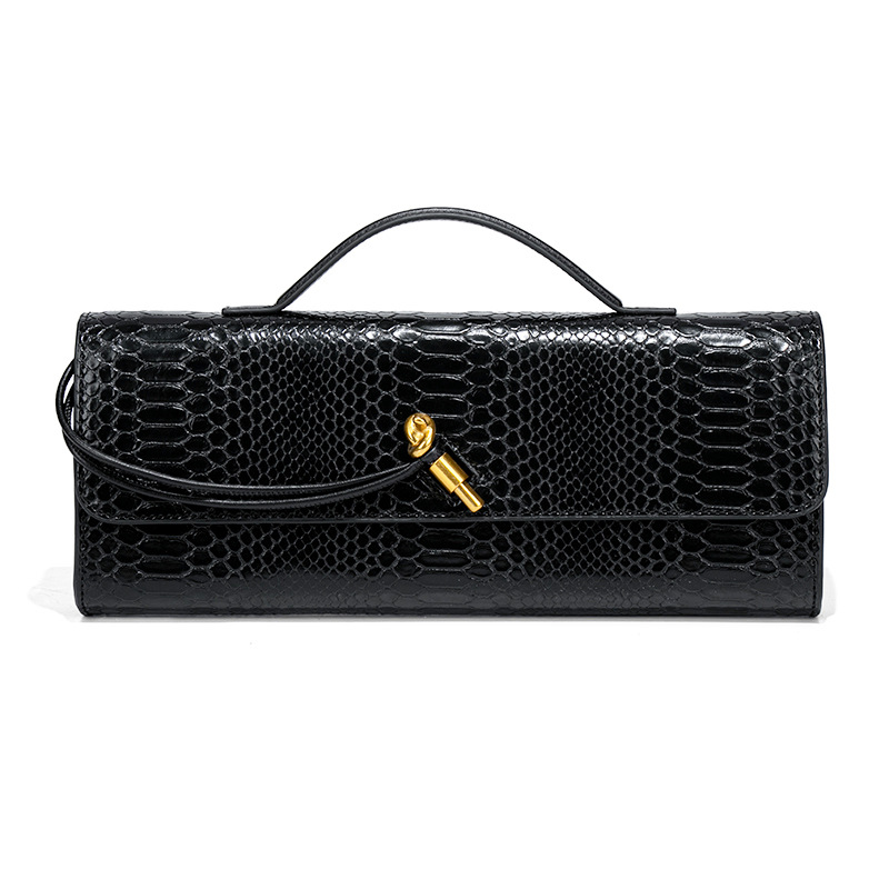 Abendtasche für Damen ⎜ Edle Handtasche mit Schlangenmuster und Griff für formelle Anlässe und Dinner Events