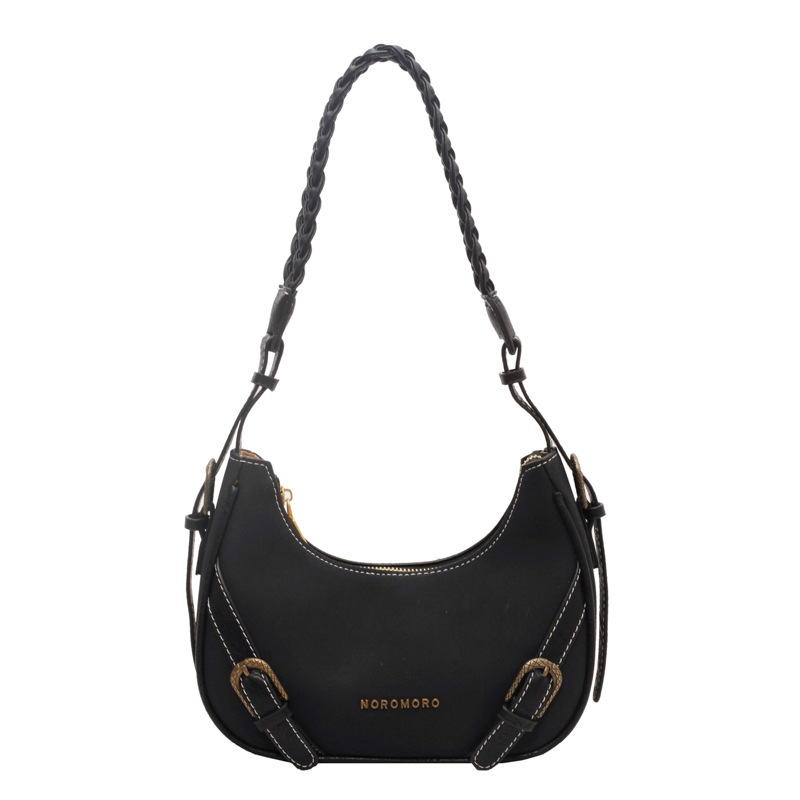 Baguette Schultertasche für Damen ⎜ Retro-Design mit kurzem Trageriemen und stilvollen Schnallendetails