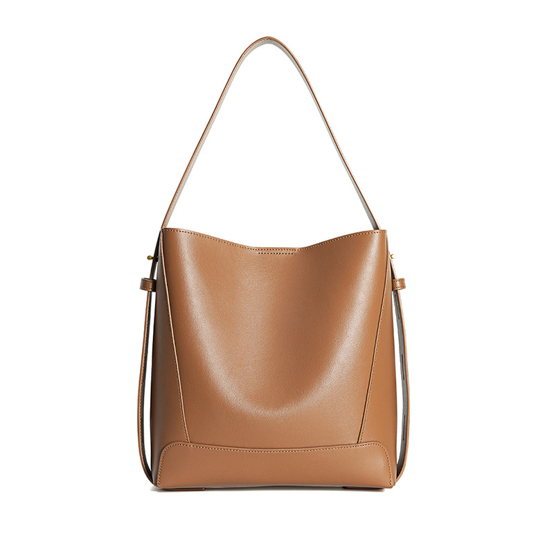 Damen Schultertasche Aus Leder ⎜ Geräumige Bucket Bag Mit Verstellbarem Trageriemen