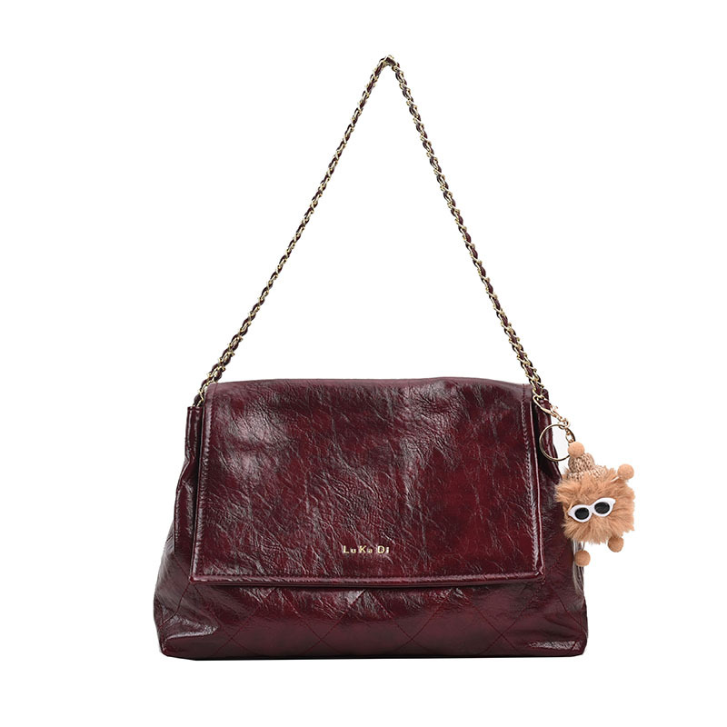 Schultertasche für Damen ⎜ Retro-Handtasche mit großer Kapazität und Kettenriemen für den Alltag
