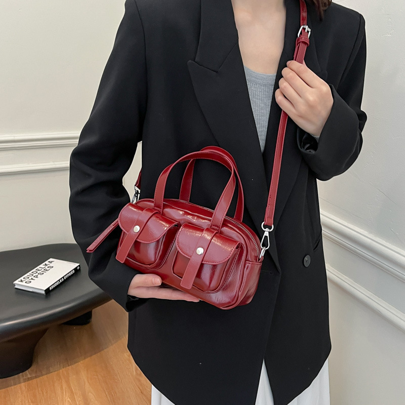 Damen Boston Bag mit Schulterriemen ⎜ Modische Handtasche mit großer Kapazität und praktischen Außentaschen