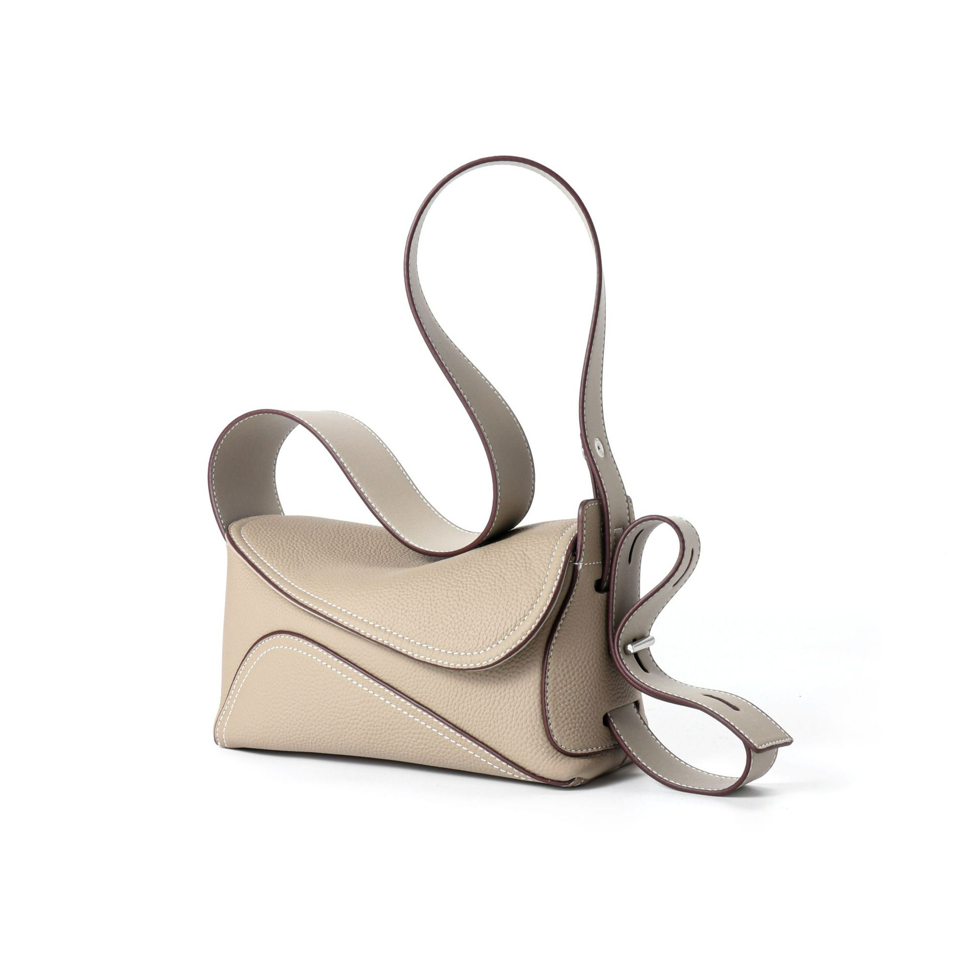 Umhängetasche für Damen ⎜ Stylische Schultertasche in Kissenform mit Kontrastnähten für Alltag und Ausgehen
