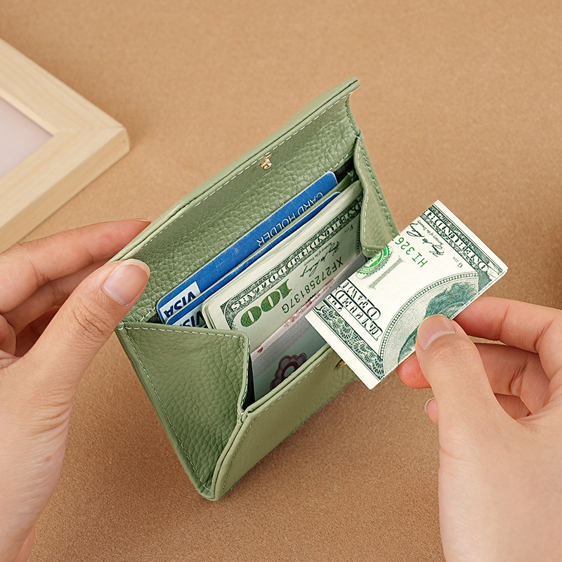 Damen Mini-Geldbörse aus Leder ⎜ Kompaktes Portemonnaie mit Kartenfächern und Münzfach für unterwegs